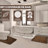 Set 2 Covorase de Baie Teno1016, anti-derapante, material moale, design modern, model hexagoane, 80x50 & 50x40cm, maro