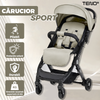 Carucior Sport pentru Bebeluși Teno1581, pliabil, usor de carat, sezut reglabil, spatios, cosulet dorsal, buzunar la spate, copertina retractabila, greutate maxima suportata 25 kg, gri deschis