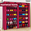 Pantofar din Material Textil pentru Incaltaminte Teno1488, impermeabil, 12 rafturi, inchidere fermoar, cadru otel, 108 cm, rosu