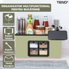 Organizator Multifunctional pentru Bucatarie Teno®, 4 Compartimente, raft condimente, suport detasabil telefon,tavita de scurgere, suport tacamuri/ustensile, verde deschis