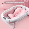 Cadita cu Pernuta pentru Bebelusi Teno1315, casca de protectie inclusa, termometru digital incorporat, pliabila, dop de scurgere, picioare anti-alunecare, design ergonomic, 75 x 45 x 22, roz