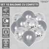Set 10 Baloane Teno770, Confeti, pentru Petreceri/Aniversari/Evenimente, o singura dimensiune, 2 culori, latex, argintiu