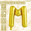 Balon in Forma de Litera M Teno1466, metalizat, pentru Petreceri/Aniversari/Evenimente, rezistent, folie, gold, 40 cm