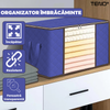 Cutie Depozitare si Organizare Mare Teno1032, pliabila, maner ranforsat si fereastra transparenta, pentru haine/paturi/ plapumi/ perne/ lenjerii de pat/jucarii, 105 L, 70x 50x 30 cm, albastru