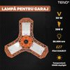 Lampa LED cu 3 Brate Mobile Teno1222, 3 aripi pliabile, 36 LED-uri, flux luminos 3000LM, lumina alba rece 6000-6500K, bec iluminare pentru interior garaj/depozit/atelier, portocaliu