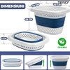 Cos de Rufe Pliabil Mic cu Manere Teno942, organizare si depozitare, multifunctional, compact, 30 litri, 42 x 32 x 28 cm, albastru