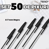 Set 50 de Pixuri Teno1509, tip ballpoint, material rezistent, durabile, rezistente in timp, cap 0.7 mm, scriere neteda cu uscare rapida, cu capac, corp de plastic, negru