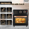 Friteuza cu Aer Cald Teno1662, tip cuptor electric, geam de sticla, capacitate 12 L, gatire cu aer cald, fara ulei, tavita si gratar incluse, tehnologie circulatie aer 360 de grade, versatila, 2400 W, negru