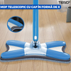 Mop cu Cap in Forma de X Teno1149, rotire 360 grade, telescopic, curatare usoara, 2 lavete incluse, 123 cm, albastru deschis