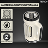 Lanterna LED 2 in 1 Teno1082, tip felinar, multifunctionala, 3 surse de lumina, luminozitate ajustabila, functie de power bank, alimentare la retea, tehnologie LED+COB, alb