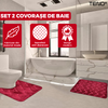 Set 2 Covorase de Baie Teno1018, anti-derapante, material moale, design modern, model romburi, 80x50 & 50x40cm, rosu