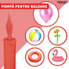 Pompa Manuala Pentru Umflat Baloane cu Dublu Sens Teno370, multifunctionala, materiale calitative, umflare rapida, rosu/negru, 28 cm