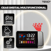 Ceas cu Proiector Multifunctional Teno1499, statie meteo, higrometru, wireless, afisaj digital, proiector rotativ la 180°, predictie vreme 12 ore, 15 x 11 x 2.5 cm, negru