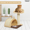 Ansamblu de Joaca pentru Pisici Teno318, 1 nivel, loc de relaxare, franghie si minge de joaca, stalpi pentru zgariat, captuseala extra moale, structura stabila, 42 cm, crem