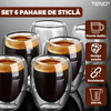 Set 6 Pahare din Sticla cu Perete Dublu Teno1000, termorezistente, design modern, capacitate 250 ml, 9 x 8 cm