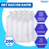 Set 200 de Saci de Rafie Teno1252, materiale calitative, rezistenta ridicata, capacitate mare, waterproof, universali, 55 x 100 cm, alb/albastru
