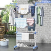 Uscator Vertical pentru Rufe si Haine Teno290, 3 niveluri, mobil, pliabil, pentru spatii mici, suport umerase, cadru rezistent, inaltime 175cm, albastru