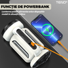 Lanterna LED 2 in 1 Teno1082, tip felinar, multifunctionala, 3 surse de lumina, luminozitate ajustabila, functie de power bank, alimentare la retea, tehnologie LED+COB, alb