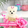 Mini Buchet de Trandafiri din Sapun Teno1604, 3 fire, ursulet adorabil inclus, cutie de protectie transparenta, ideal pentru orice ocazie, design elegant, roz deschis