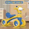 Bicicleta cu 4 Roti fara Pedale Oita Teno1104, structura stabila, cap luminos, functie cu muzica, lansator de baloane incorporat, 56 x 43 x 28 x 30 cm, 1-3 ani, albastru/galben