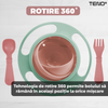 Castron Rotativ cu Protectie Anti-Varsare pentru Copii Teno1572, rotatie 360 grade, fara BPA, 18 cm, turcoaz/bej