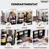 Organizator Multifunctional pentru Bucatarie Teno483,suport sticle, rafturi pentru condimente, cuier pentru ustensile, suport cutite, 46 x 26 x 43 cm, alb