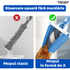 Mop cu Cap in Forma de X Teno554, rotire 360 grade, telescopic, curatare usoara, 4 lavete incluse, 123 cm, albastru deschis