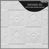 Set 10x Tapet 3D Teno847, suprafata acoperire 4.9 mp, autoadeziv, Model Patrate si Romburi, perete/tavan, waterproof, usor de montat, design modern, 70x77 cm, alb