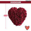 Inimioara din Trandafiri de Spuma Teno1612, floral burgundy, handmade, cutie transparenta, eleganta si naturala, nemuritoare, 17 cm