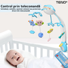 Carusel Muzical pentru Patut Teno525, Bebe, control prin telecomanda, proiector, muzica si lumini, jucarii detasabile, albastru deschis