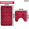 Set 2 Covorase de Baie Teno1018, anti-derapante, material moale, design modern, model romburi, 80x50 & 50x40cm, rosu