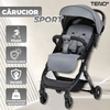 Carucior Sport pentru Bebeluși Teno1580, pliabil, usor de carat, sezut reglabil, spatios, cosulet dorsal, buzunar la spate, copertina retractabila, greutate maxima suportata 25 kg, gri inchis