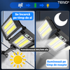 Lampa Solara Stradala 6 LED-uri Teno874, 3 capete, control prin telecomanda, senzor de miscare, 3 moduri de iluminare, protectie IP65, Waterproof, exterior, negru