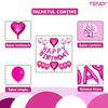 Set 25 Baloane Teno755, Litere, pentru Petreceri/Aniversari/Evenimente, confetti, inimioare, model HAPPY BIRTHDAY, roz