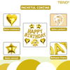 Set 27 Baloane Teno768, Litere, pentru Petreceri/Aniversari/Evenimente, confetti, stelute, inimioare, model HAPPY BIRTHDAY, gold