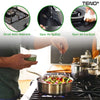 Set 4 Folii Protectie Teflon Teno88, pentru aragaz sau plita, detasabile, ajustabile, usor de curatat, anti-aderente, negru