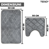 Set 2 Covorase de Baie Teno1015, anti-derapante, material moale, design modern, model floral, 80x50 & 50x40cm, gri