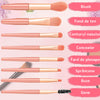 Set 8 Mini Pensule pentru Machiaj Teno311, machiaj profesional/incepatori, portabile, roz
