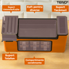 Organizator Multifunctional pentru Bucatarie Teno601, 6 Compartimente, raft condimente, suport detasabil telefon, tavita de scurgere, suport tacamuri/ustensile, portocaliu