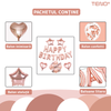 Set 27 Baloane Teno757, Litere, pentru Petreceri/Aniversari/Evenimente, confetti, stelute, inimioare, model HAPPY BIRTHDAY, rose gold