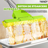 Mop cu PVA Teno1659, sistem de stoarcere integrat, coada telescopica, laveta rezistenta, curatare usoara, absorbtie eficienta, captare a prafului, 120 cm, galben/verde