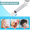 Set 2 Bucati Irigator / Dus Lavaj Nazal Teno528, dispozitiv curatare sinusuri si decongestie nazala, cap din silicon, 10ml, transparent