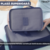 Set 6 Organizatoare Teno671, pentru calatorie, diferite marimi, bagaj de voiaj, valiza, troler, genti, haine, accesorii, inchidere cu fermoar dublu, plasa, albastru inchis