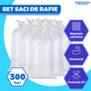 Set 300 de Saci de Rafie Teno1254, materiale calitative, rezistenta ridicata, capacitate mare, waterproof, sfoara de inchidere incorporata, universali, 55 x 100 cm, alb/albastru