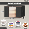 Set 3 Cutii pentru Depozitare si Organizare Mari Teno1035, pliabile, maner ranforsat si fereastra transparenta, pentru haine/paturi/ plapumi/ perne/ lenjerii de pat/jucarii, 105 L, 70x50x30 cm, negru