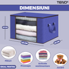 Set 3 Cutii pentru Depozitare si Organizare Mici Teno1039, pliabile, maner ranforsat si fereastra transparenta, pentru haine/paturi/ plapumi/ perne/ lenjerii de pat/jucarii, 60 L, 46x48x28 cm, albastru