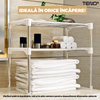 Raft Universal Teno1484, pretabil cuptor cu microunde, pentru bucatarie/baie/sufragerie, 3 niveluri, din otel inoxidabil, usor de montat, capacitate ridicata, alb