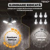 Lampa LED cu 3 Brate Mobile Teno1660, 3 aripi pliabile, 36 LED-uri, flux luminos 3000LM, lumina alba rece 6000-6500K, bec iluminare pentru interior garaj/depozit/atelier, negru