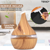 Difuzor Aromaterapie Teno1462, forma conica, lumini ambientale, control tactil, capacitate 200ml, silentios, rezerva inclusa, alimentare USB, umidifica aerul, stejar deschis