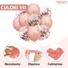 Set 27 Baloane Teno757, Litere, pentru Petreceri/Aniversari/Evenimente, confetti, stelute, inimioare, model HAPPY BIRTHDAY, rose gold